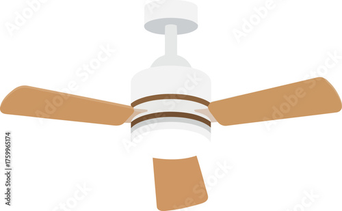 Modern ceiling fan with wood blades and led light for home and office vector