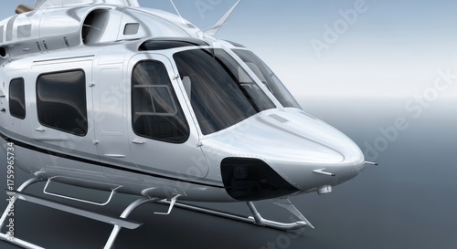Modern Helicopter Aviation Showcase: Metallic Design on Clean Background