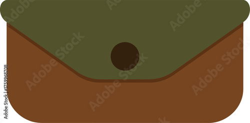 Minimalist brown and olive green pouch with snap closure vector