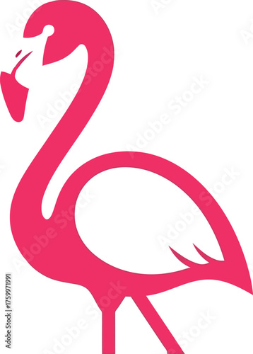 Vibrant pink flamingo silhouette abstract icon art vector