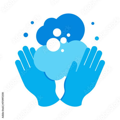 Hands washing with soap and water simple flat vector illustration