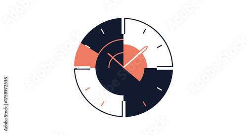 Abstract Time Representation: Geometric Clock Design with Color Blocks on a Black Backdrop