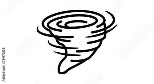 Abstract Tornado Icon On Black Background Represents Atmospheric Disturbance Force