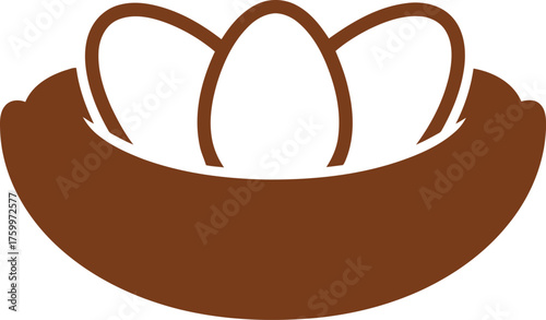 Three eggs nest simple flat icon nature symbol vector