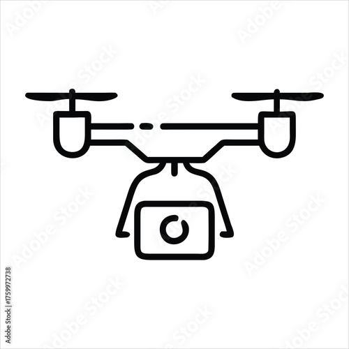 Drone with Weight Scale Symbol Outline Vector Icon for Cargo Delivery, UAV Logistics, and Payload Monitoring Design