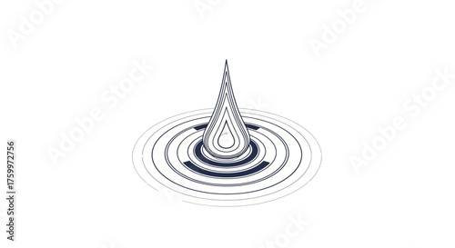 Abstract Water Drop Artwork Above Subtle White Circles on a Black Background
