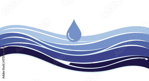 Abstract Water Drop Illustration With Blue Waves On Black Background Design