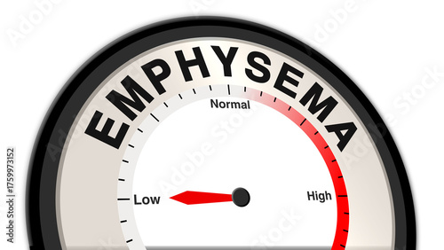 Foto Emphysema at low severity shown on a barometer or tachometer, reflecting mild br