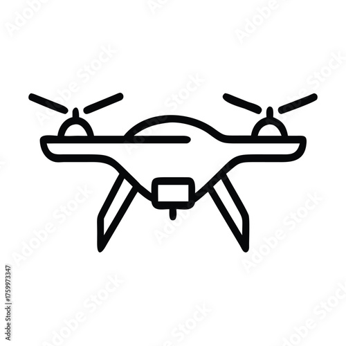 Sleek Aerodynamic Racing Drone Outline Vector Icon