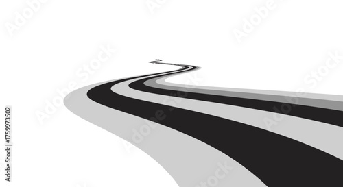 Abstract Winding Road in Tones of Grey and Black, Leading into the Distance