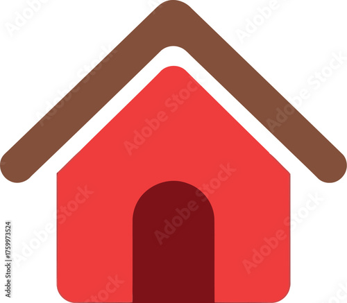 Red dog house simple icon graphic pet shelter shelter icon vector art vector