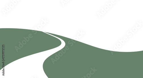 Abstract Winding Road Through Serene Landscape Against a Darkened Sky