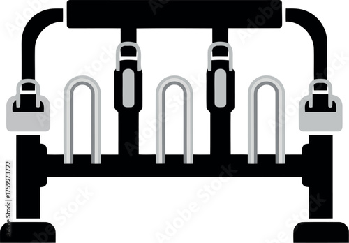 Industrial manifold system for fluids and gases vector