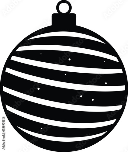 Striped Christmas Ornament Vector Icon with Glitter Detail