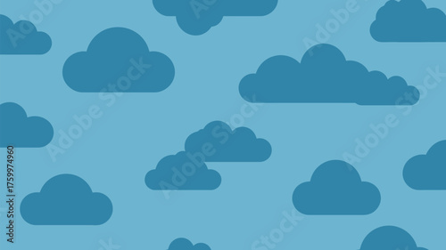 Whimsical blue sky with fluffy clouds backdrop for children's designs and cheerful backgrounds, perfect for playful and lighthearted projects