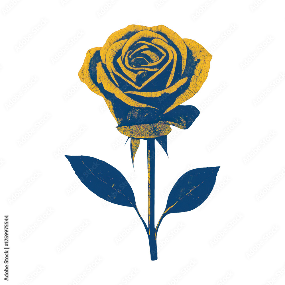 Fototapeta premium PNG Vintage yellow rose illustration