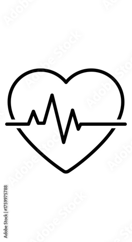 Heartbeat Monitor Line Icon: ECG, Pulse Rate, or Health and Medical Symbol