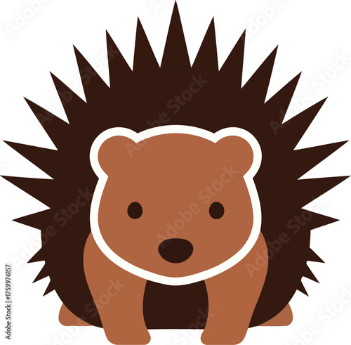 Cute cartoon hedgehog icon vector art adorable woodland animal illustration vector
