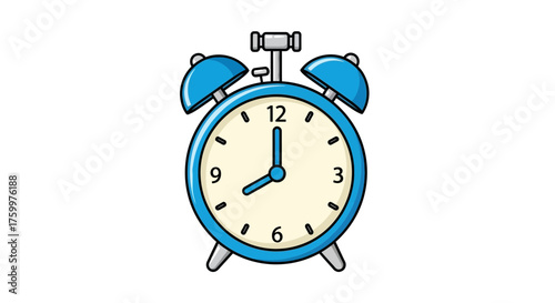 Blue Retro Alarm Clock Icon PNG – Cartoon Time Wake-Up Deadline Graphic