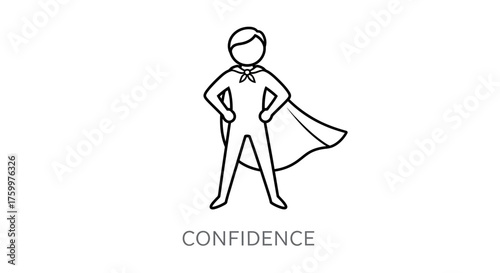 Outline Icon of a Superhero in a Cape