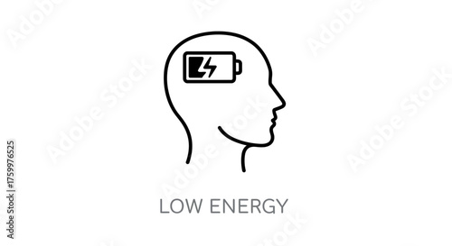 Outline Head Battery Icon PNG – Mental Energy Brain Power Vector