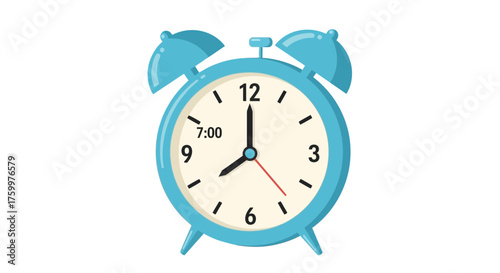 Blue Retro Alarm Clock Icon PNG – Time Wake-Up Deadline Timer Graphic