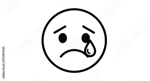 Outline Crying Sad Face Emoji Icon PNG – Tear Emotional Stress Vector