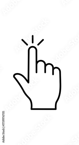 Outline Finger Click Pointer Icon PNG – Hand Cursor Tap Gesture Vector