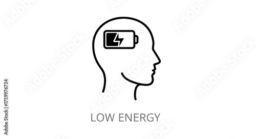 Outline Head Battery Icon PNG – Mental Energy Brain Power Vector