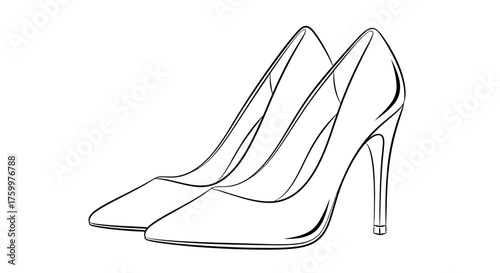 Outline High Heel Shoes Icon PNG – Stiletto Pump Fashion Footwear Clipart