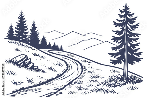 Minimal vector of Appalachian Trail hiking path illustration
