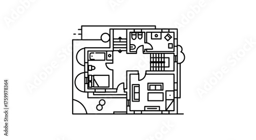 Architectural Blueprint Rendering Showing Interior Spaces With Precise Floor Plans