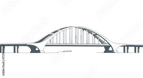 Architectural Design Of A Contemporary Bridge Structure Isolated On Black Background
