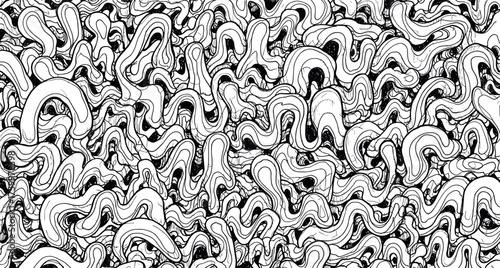 Abstract Black and White Wavy Pattern - A Visually Stimulating Organic Design for Creative Projects