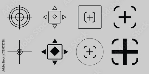 Crosshair icon isolated on a white background. Perfect for maps, navigation apps, shooting games, and interface design vector