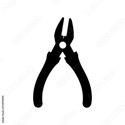Silhouette Of Pliers Vector Clipart On White Background