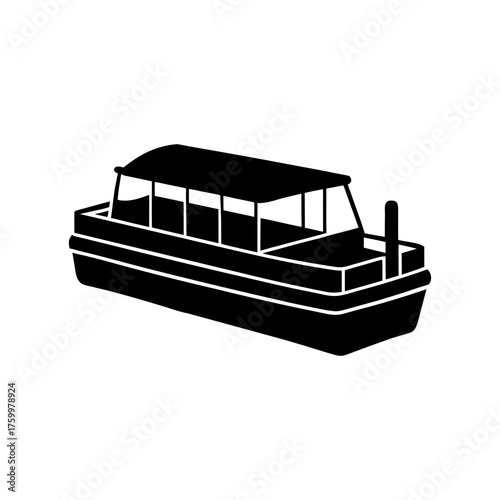 Silhouette Of Pontoon Vector Clipart On White Background