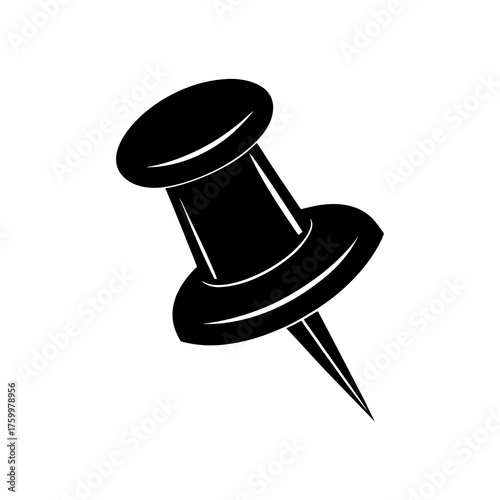 Silhouette Of Pushpin Vector Clipart On White Background