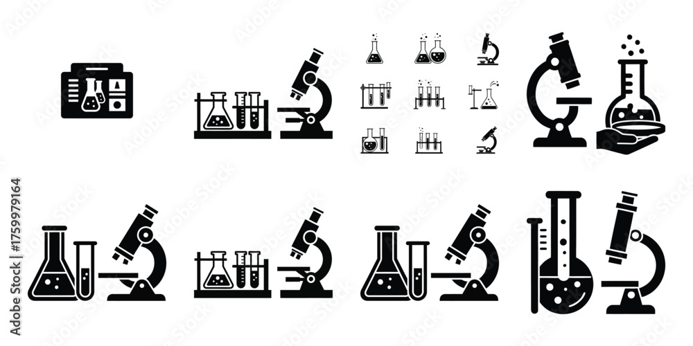 Fototapeta premium laboratory minimal flat icon set