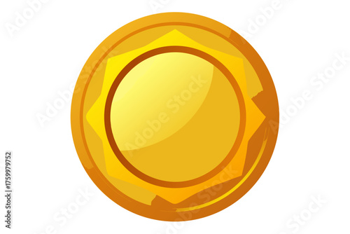 Shiny Gold Coin Badge Symbolizing Success and Reward