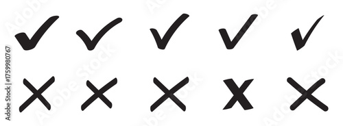 Cross mark, exclamation mark, check mark. Button icon Green, red, yellow circle symbol . Vector illustration.