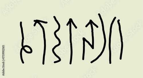 Collection of hand drawn arrows and lines on a light background