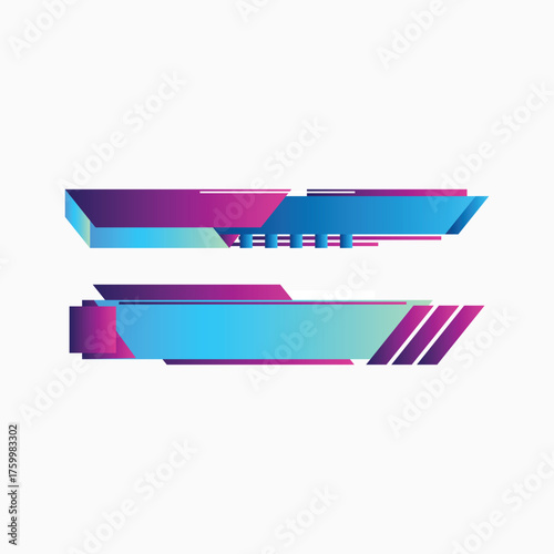 Modern futuristic lower thirds isolated on white background