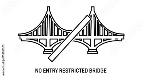 Bridge Access Restriction Symbol Depicting Prohibition and Denied Passage Design