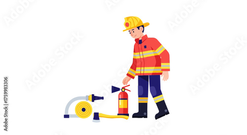 Brave Firefighter Ready To Face the Hazards of Fire and Ensure People's Safety