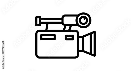 Camera Videography Equipment Recording Media Icon Black Background Isolated Symbol