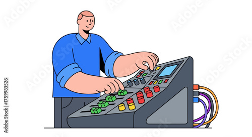 Audio Mixer Operator Manually Adjusting Settings For Recording And Broadcasting
