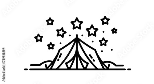 Camping Under The Stars: A Minimalist Illustration Of Adventure And Exploration