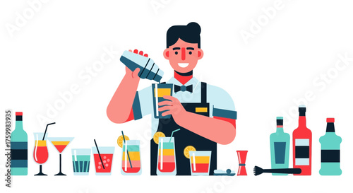 Bartender Crafting Cocktails and Drinks With Professional Skill and Style