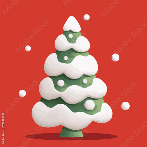 Vector illustration of Christmas tree for Christmas Day with snows